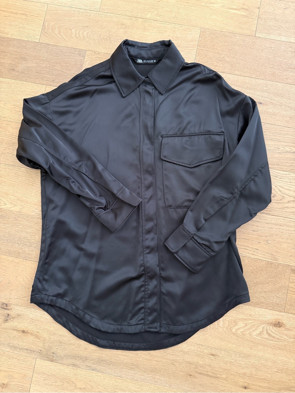 ZARA Satin Big Shirt Shacket w/ Back Detail